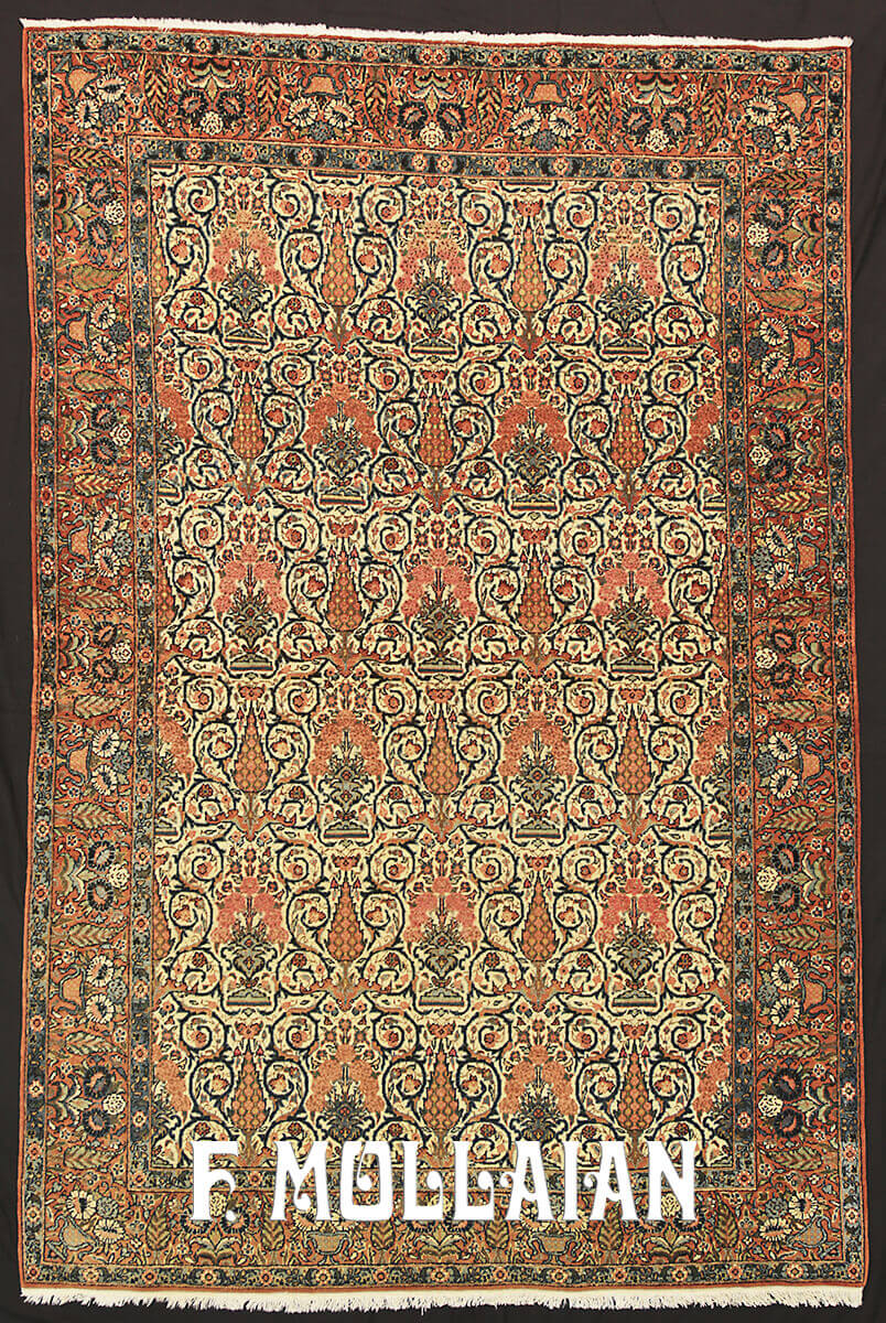 All-over Antique Persian Kashan Floral Rug n°:20316098